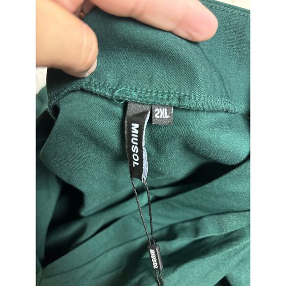 Miusol Green Fit & Flare Midi Dress 2XL NWT | Vintage-Inspired V-Neck Cocktail - Picture 3 of 8